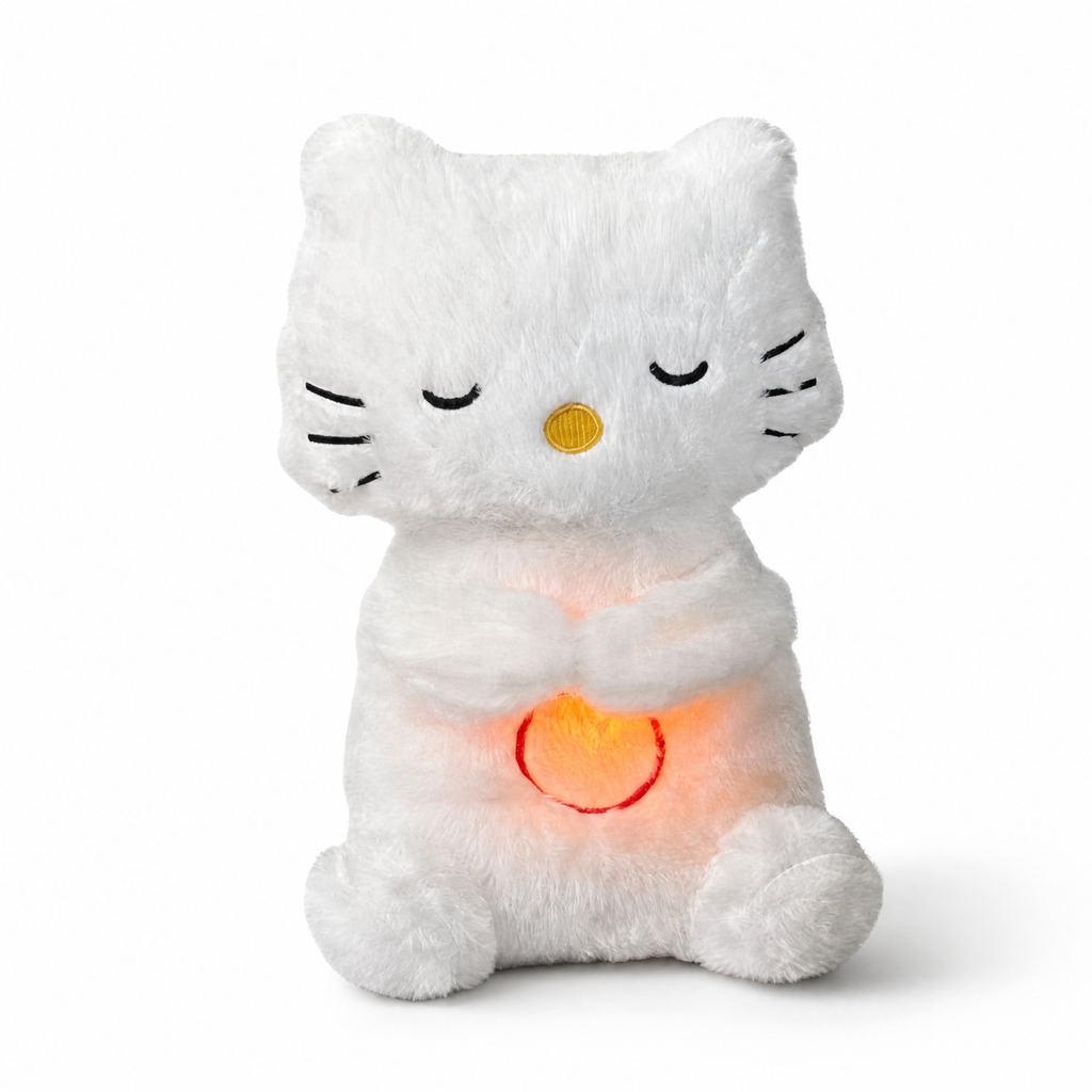 Peluche Chat qui Respire avec Berceuse Lumineuse