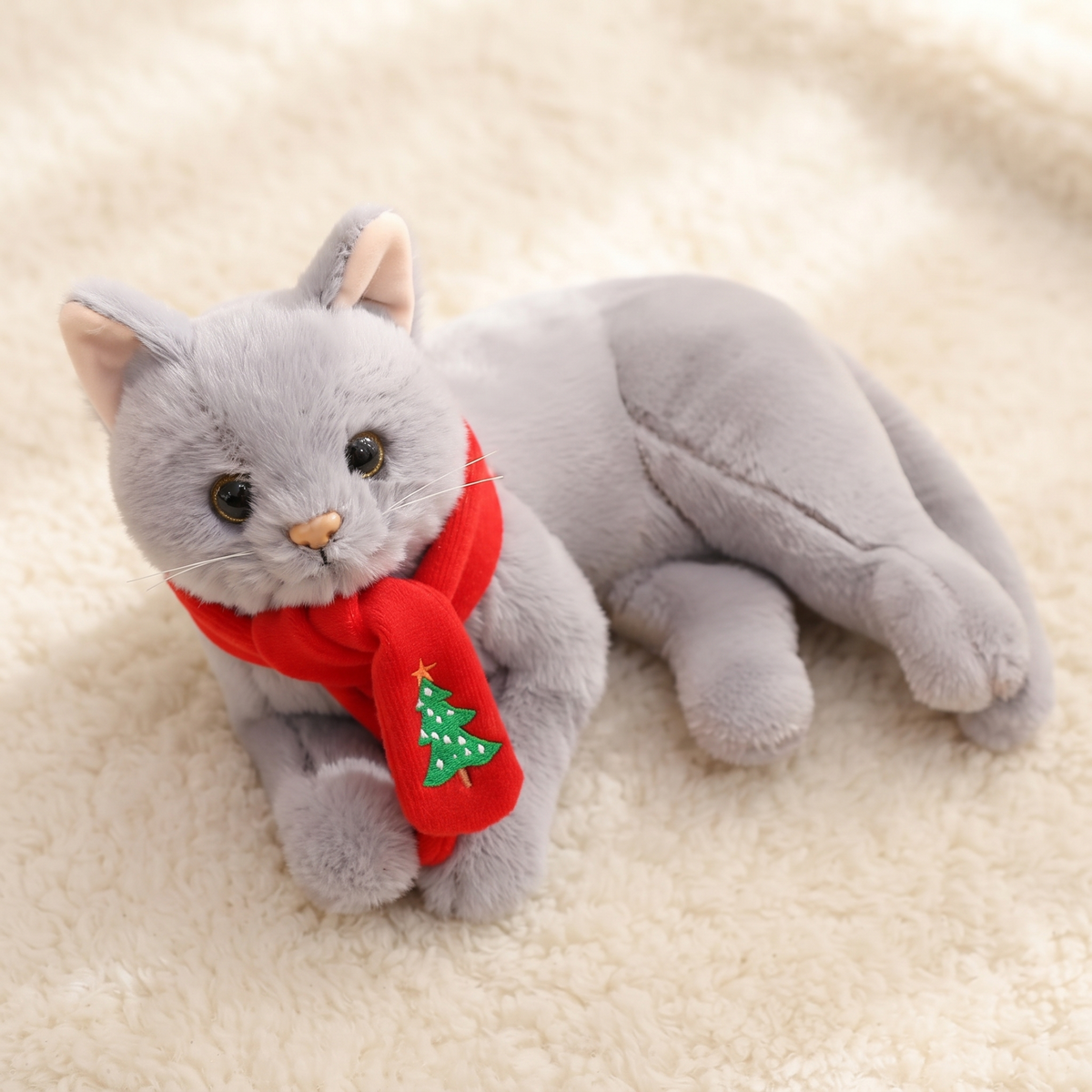 Peluche Chat Réaliste Grise 30cm