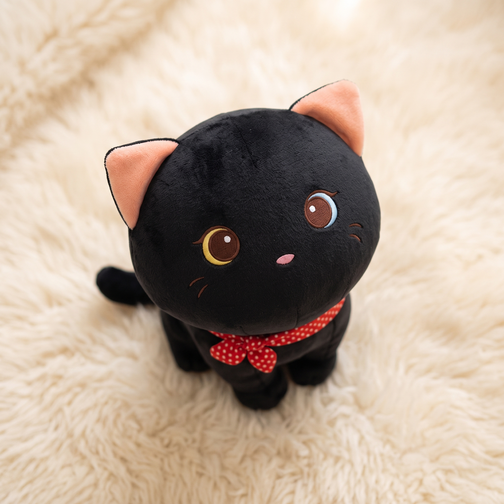 Peluche Chaton Noir Yeux Vairons