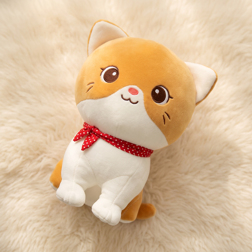 Peluche Chaton Roux à Foulard