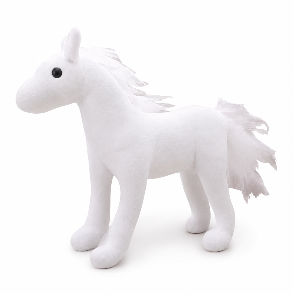Peluche Cheval Blanc avec Crinière