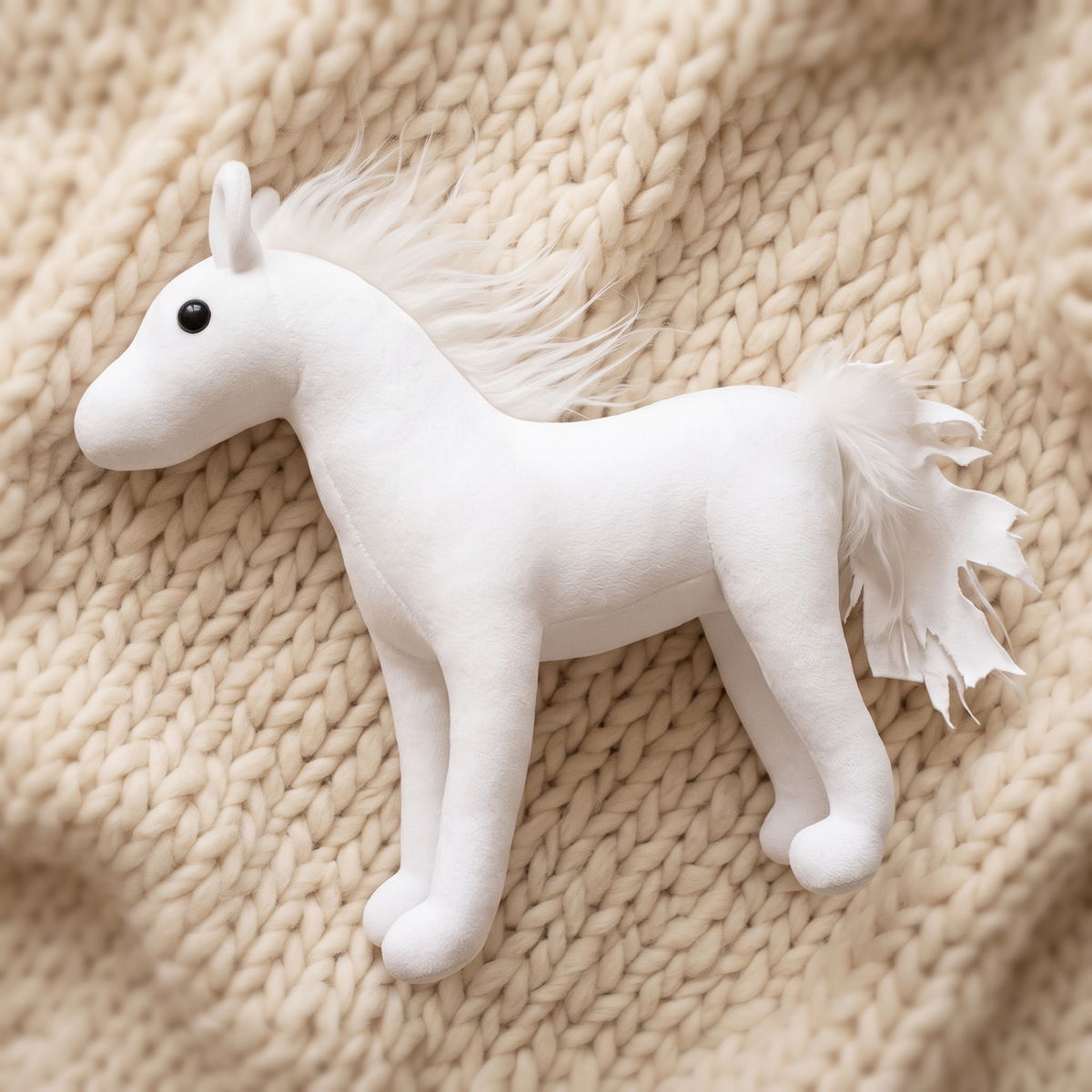 Peluche Cheval Blanc avec Crinière