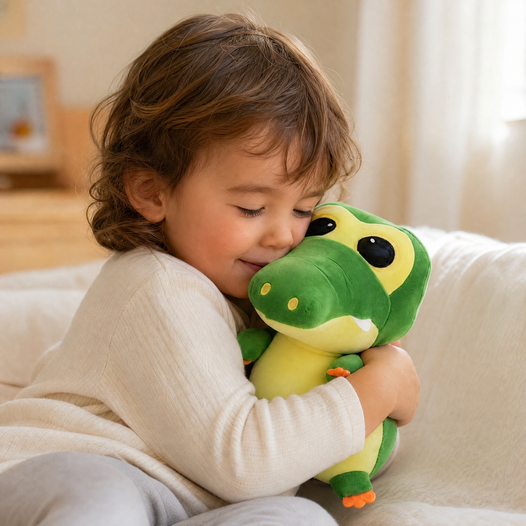 Peluche Crocodile Kawaii Vert et Jaune