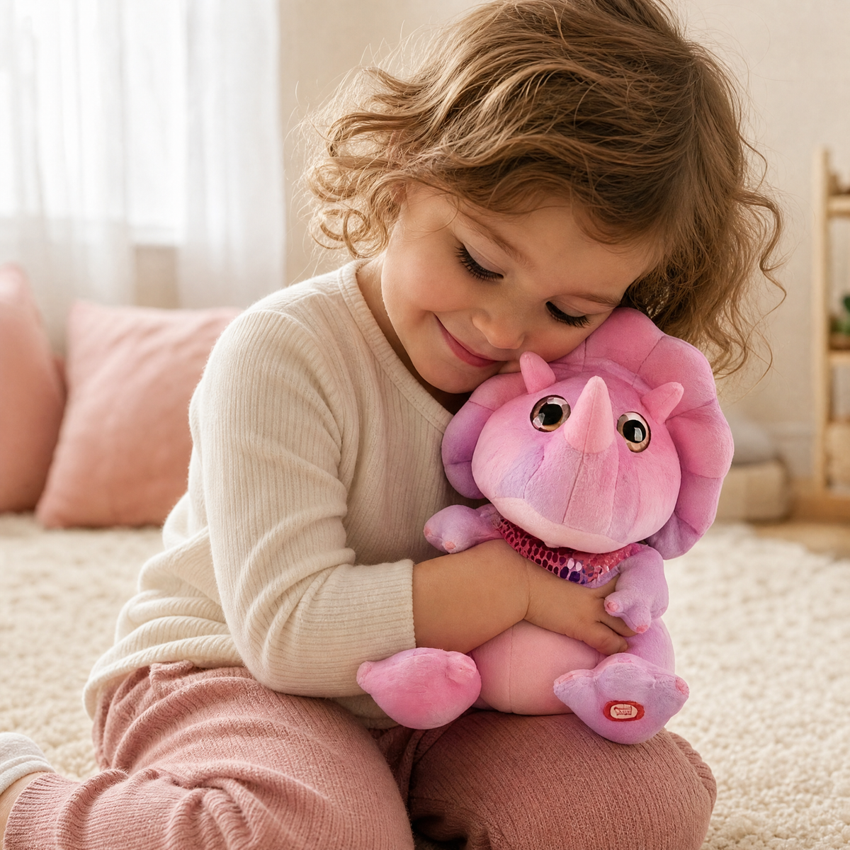 Peluche Dinosaure Interactive Rose 30cm