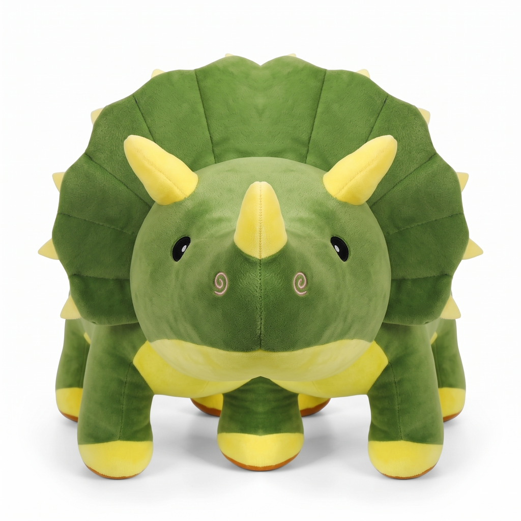 Peluche Dinosaure Verte Tricératops Toute Douce