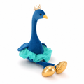 Blauwe flamingoknuffel met gouden kroon, 35 cm