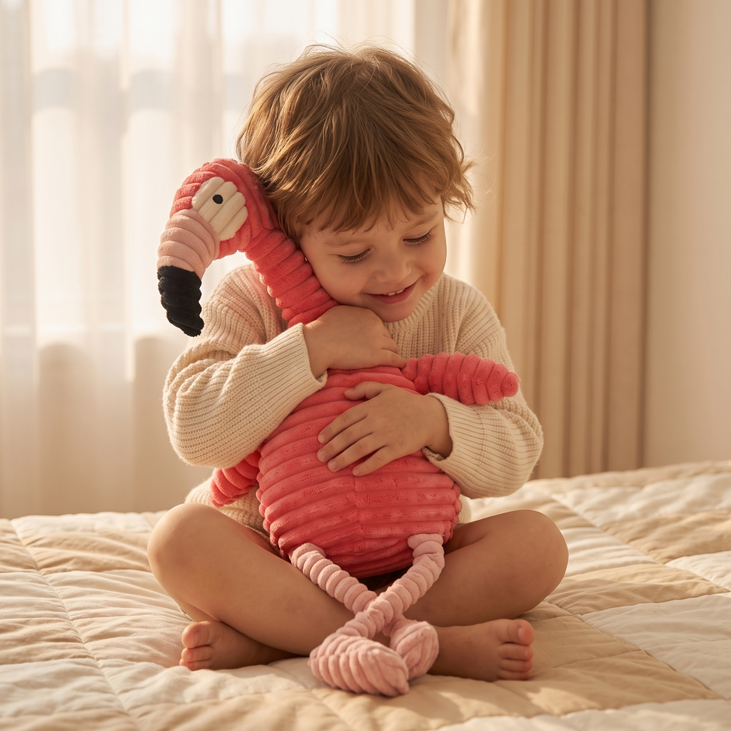 Peluche Flamant Rose Côtelé 30 cm