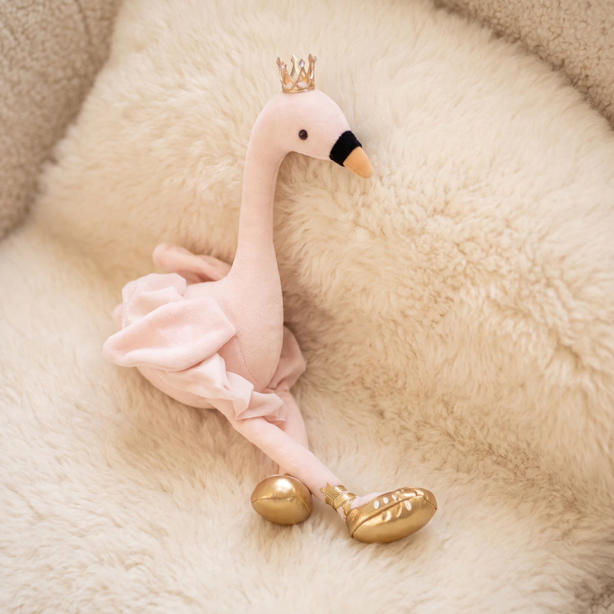 Peluche Flamant Rose Danseuse Tutu Blanc 35cm