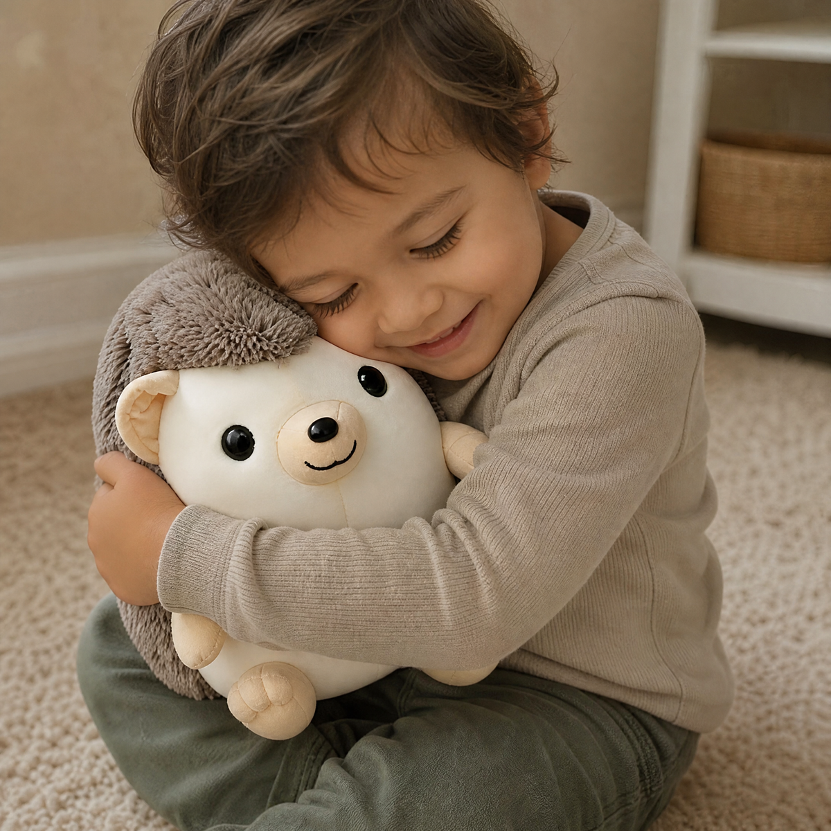 Peluche Hérisson Adorable Marron et Crème