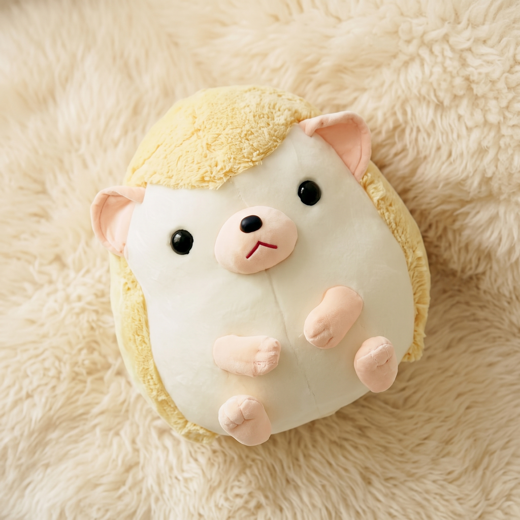 Peluche Hérisson Kawaii Jaune et Beige