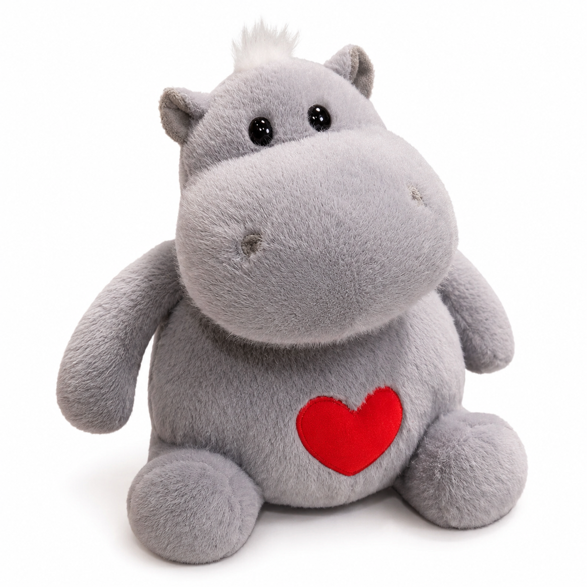 Peluche Hippopotame Cœur Beige ou Gris