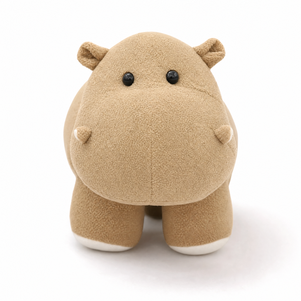 Peluche Hippopotame Debout Beige Quatre Pattes