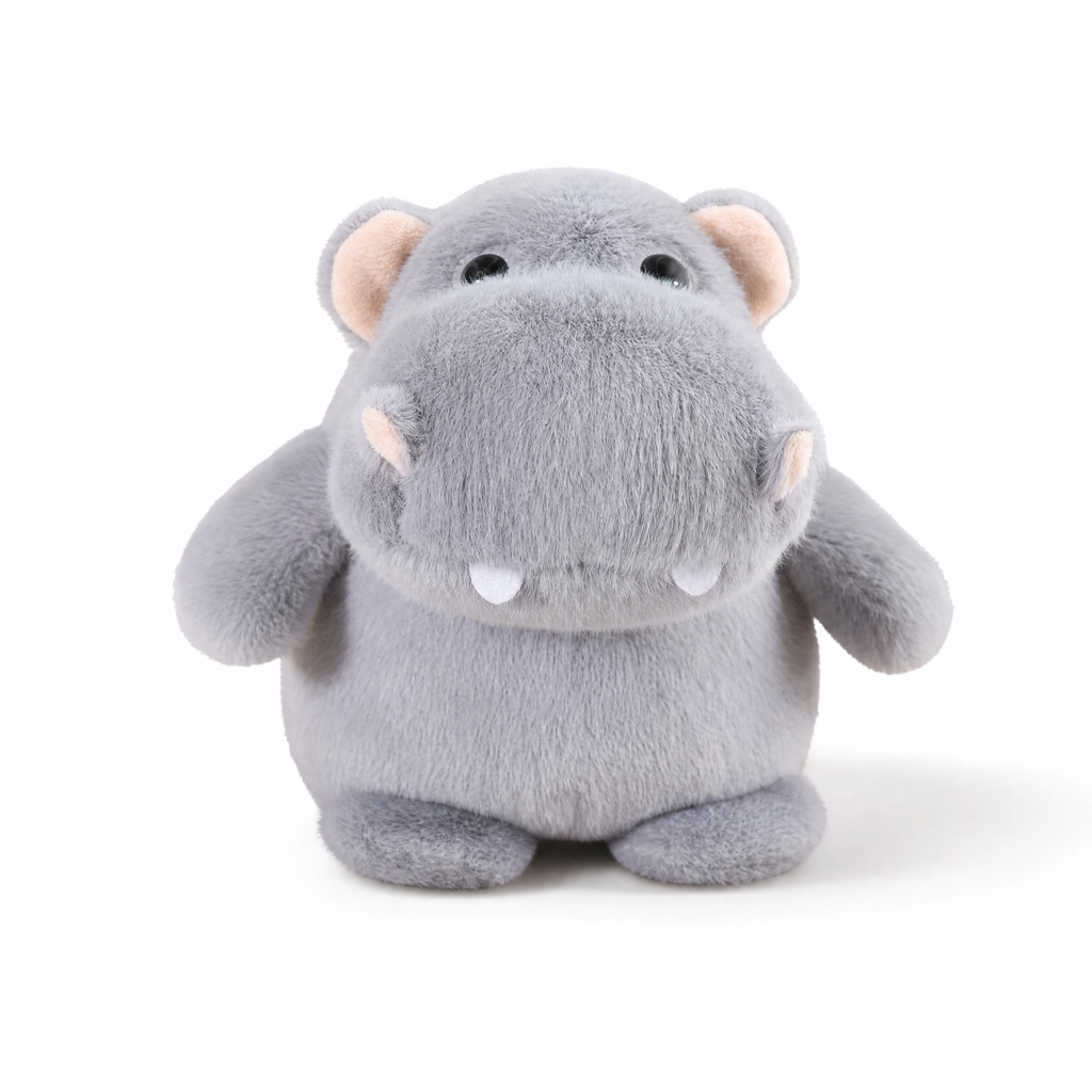Peluche Hippopotame Grise en Trois Tailles