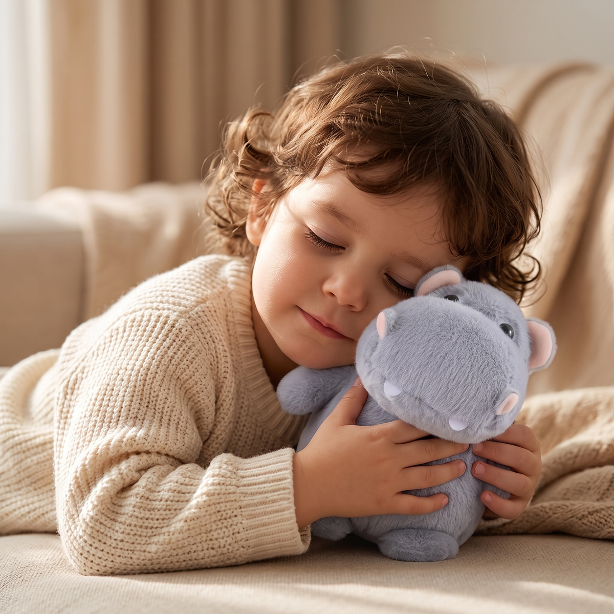 Peluche Hippopotame Grise en Trois Tailles