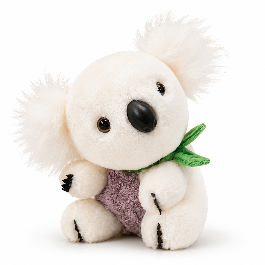Peluche Koala Gris et Blanc avec Feuille d'Eucalyptus