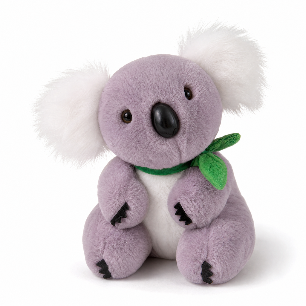 Peluche Koala Gris et Blanc avec Feuille d'Eucalyptus