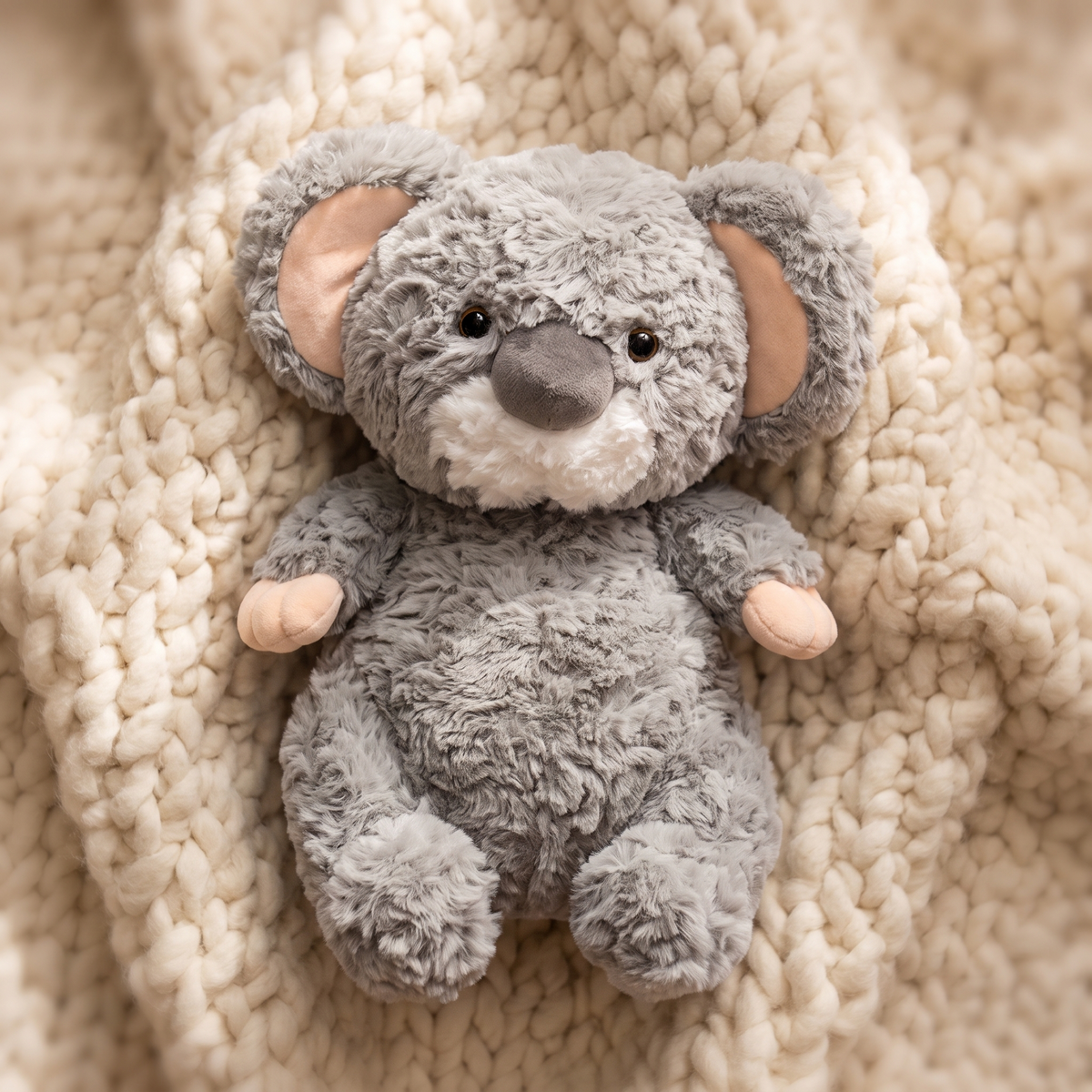 Peluche Koala Grise avec Feuille d'Eucalyptus 35 cm