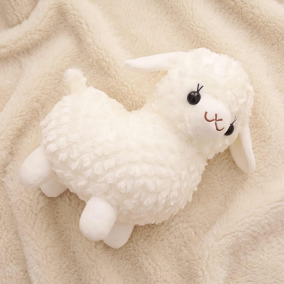 Peluche Lama Bébé Blanc Doudou 20cm