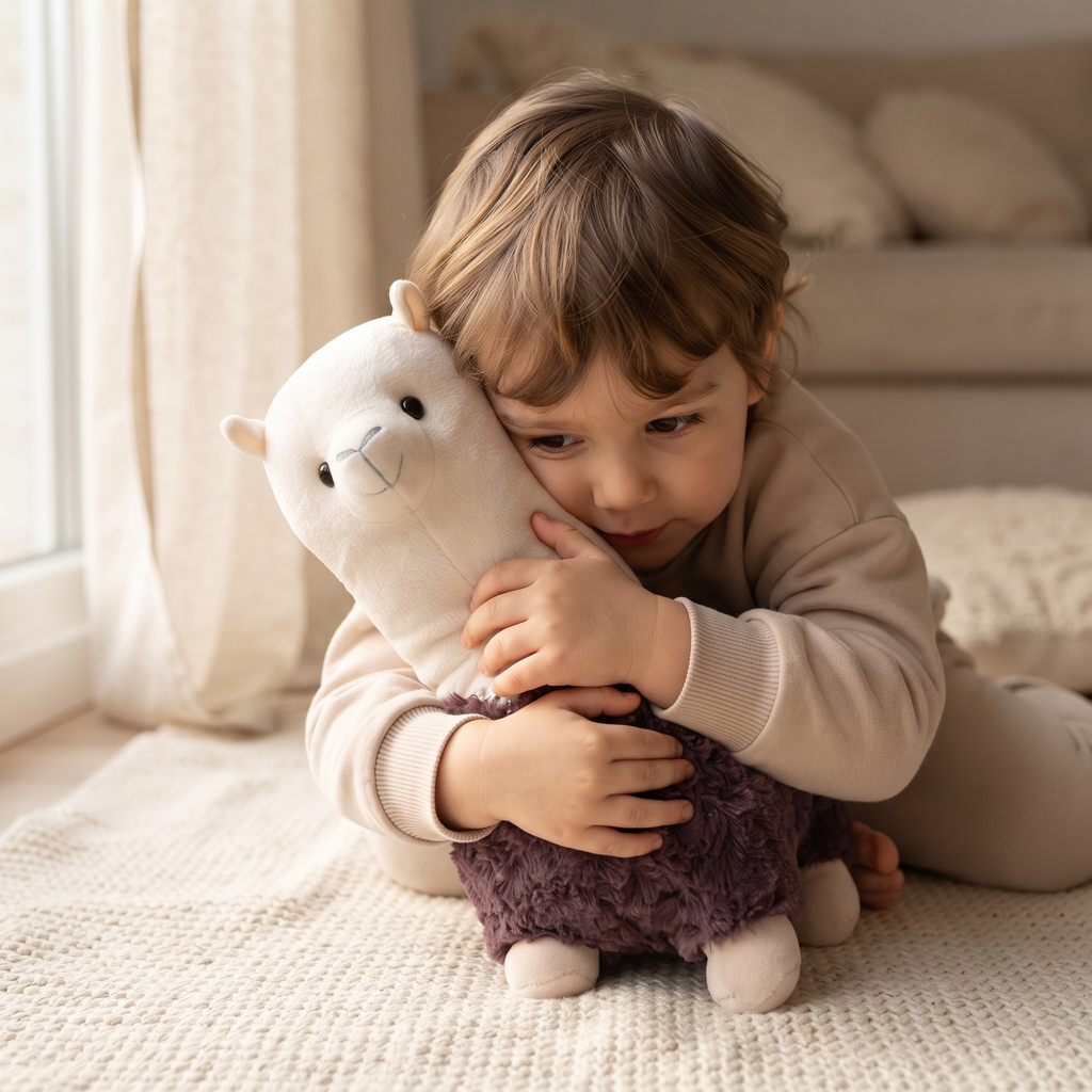 Peluche Lama Bicolore Violet et Crème 28cm