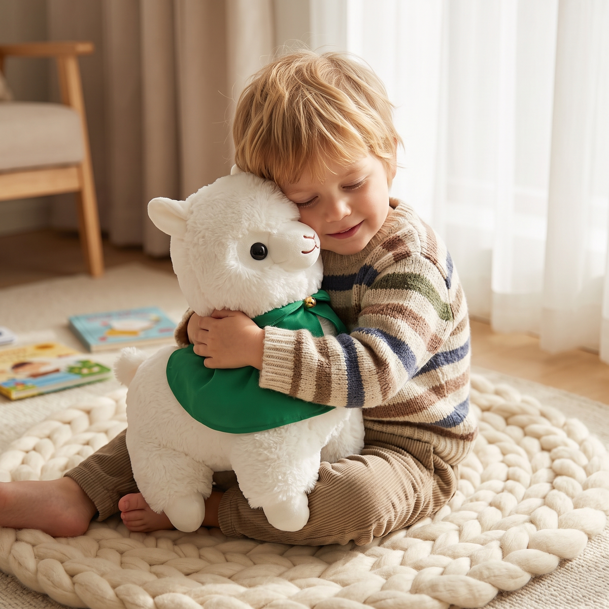 Peluche Lama Magicien avec Cape Verte