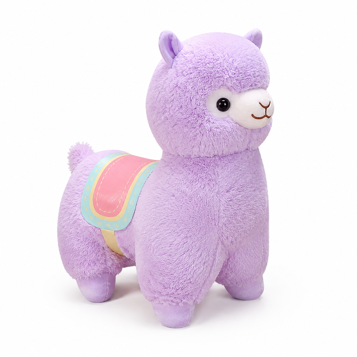 Roze lamaknuffel met regenboogdetails