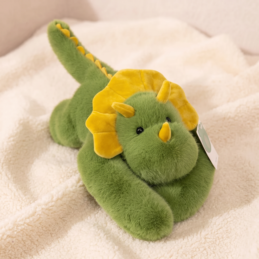 Peluche Lestée Dinosaure Tricératops Vert
