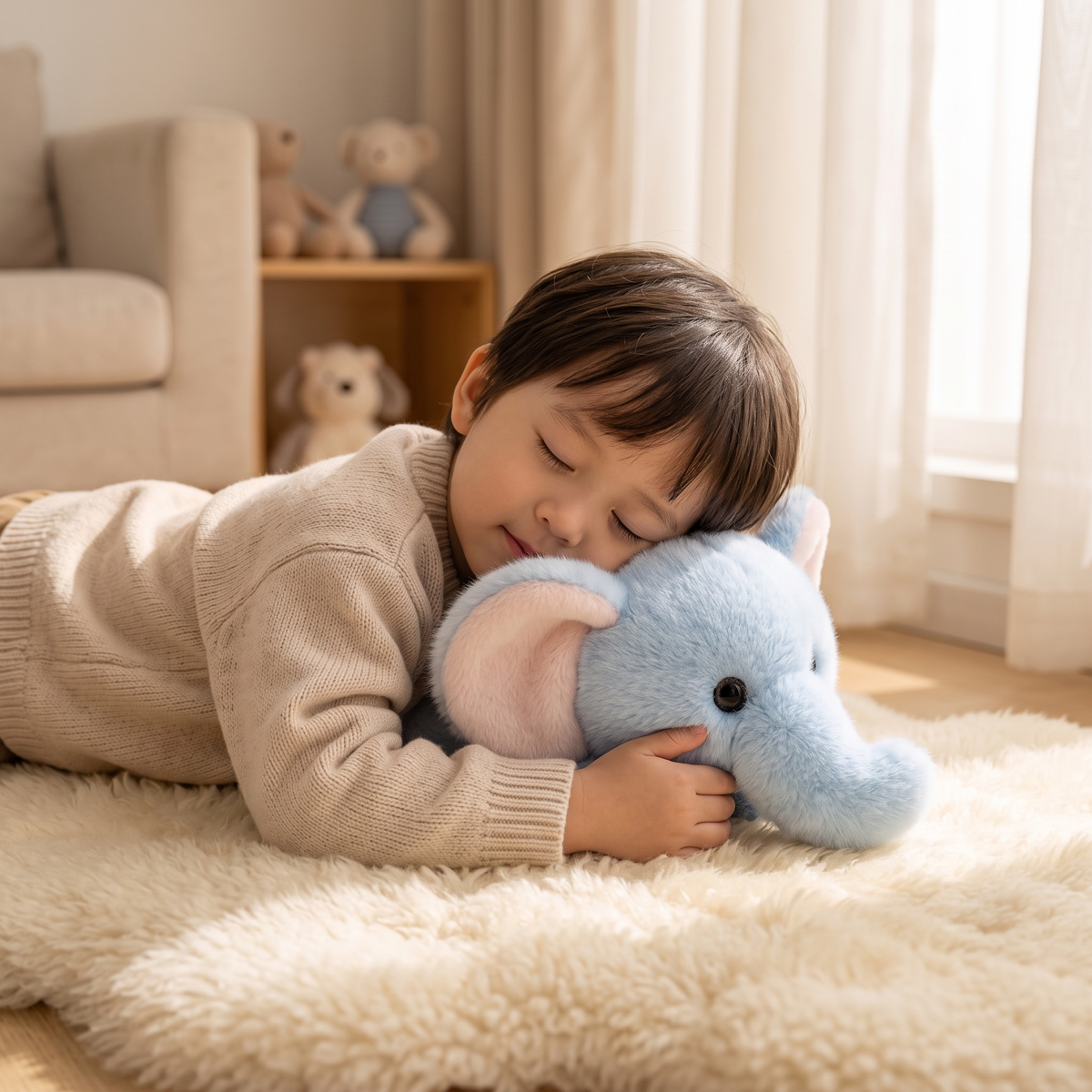 Peluche Lestée Éléphant Bleu 30 cm