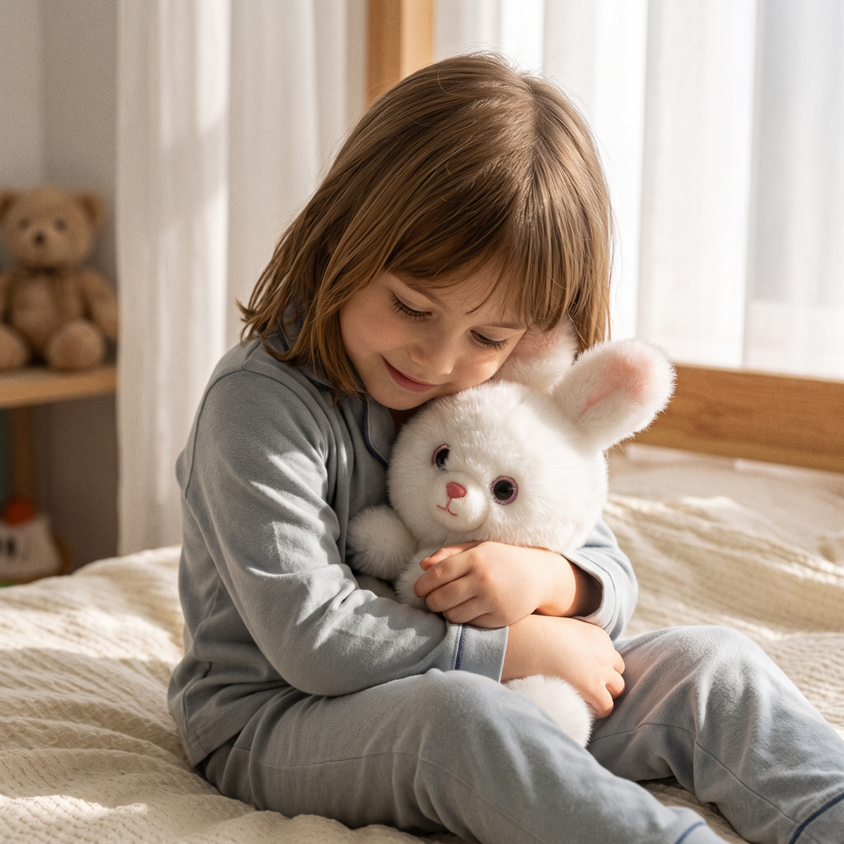 Peluche Lestée Lapin Blanc 30 cm