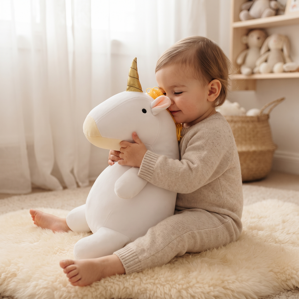 Peluche Lestée Licorne Blanche
