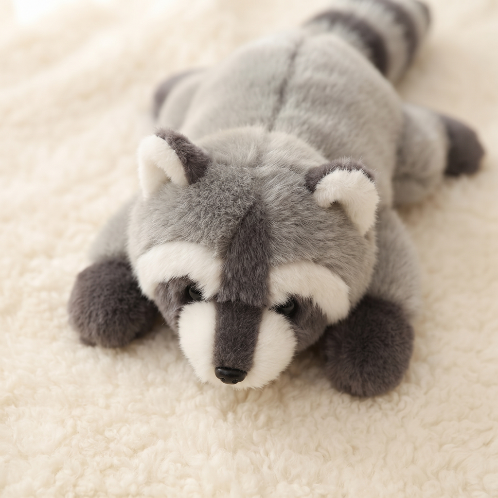 Peluche Lestée Raton Laveur Gris