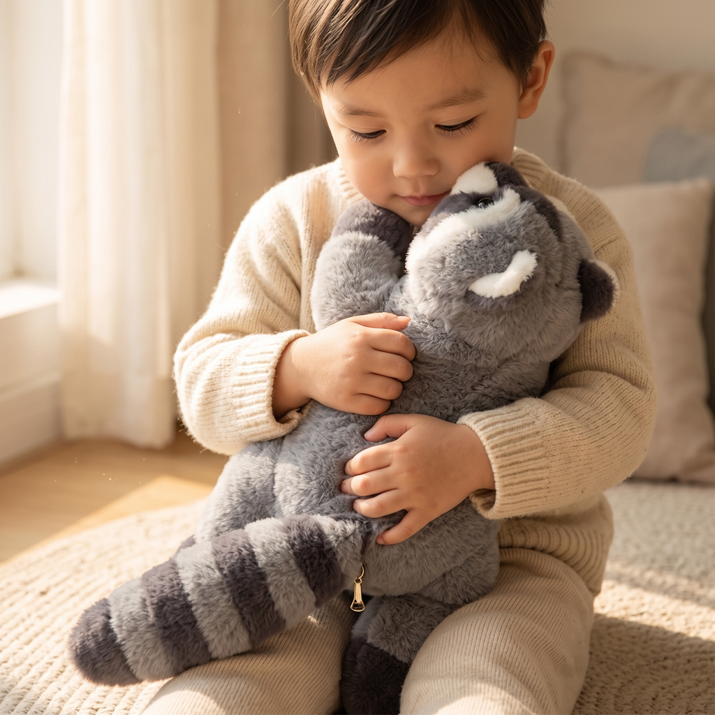 Peluche Lestée Raton Laveur Gris