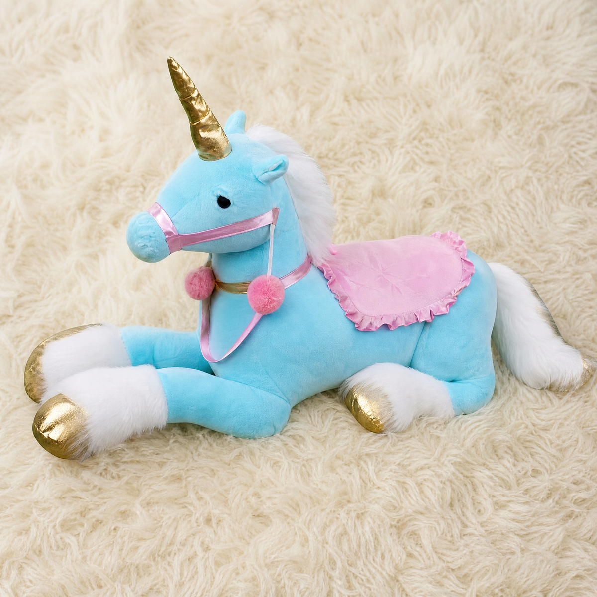 Peluche Licorne Géante Bleue 100 cm