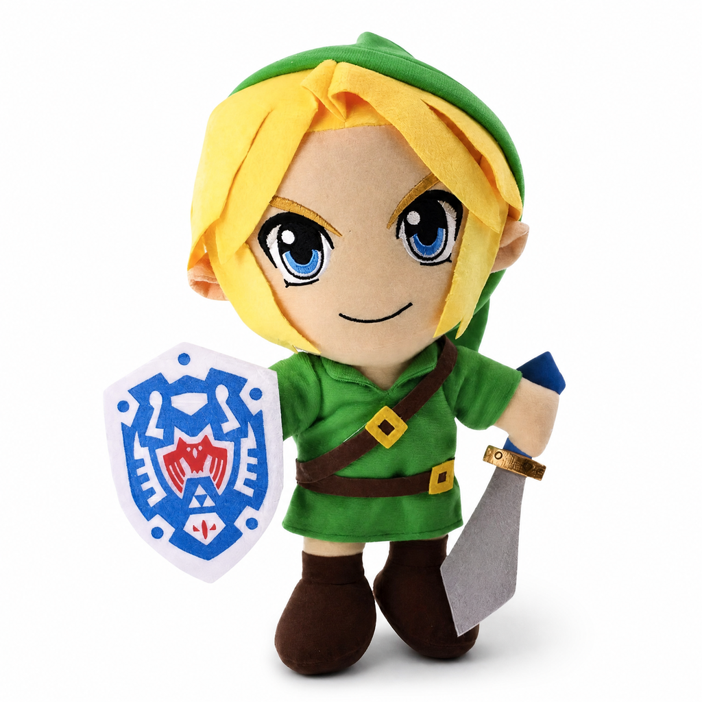 Peluche Link Zelda avec Épée et Bouclier