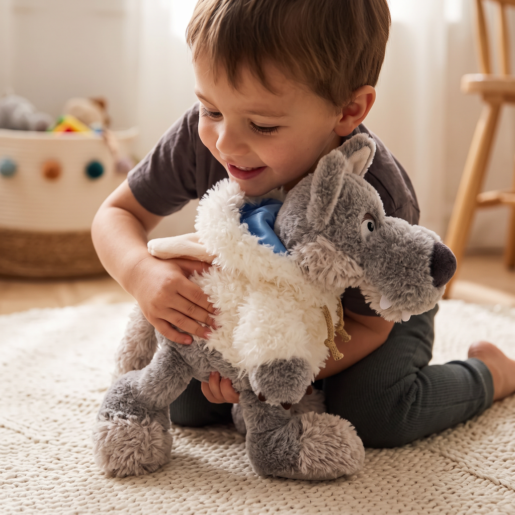 Peluche Loup Déguisé en Mouton Blanc