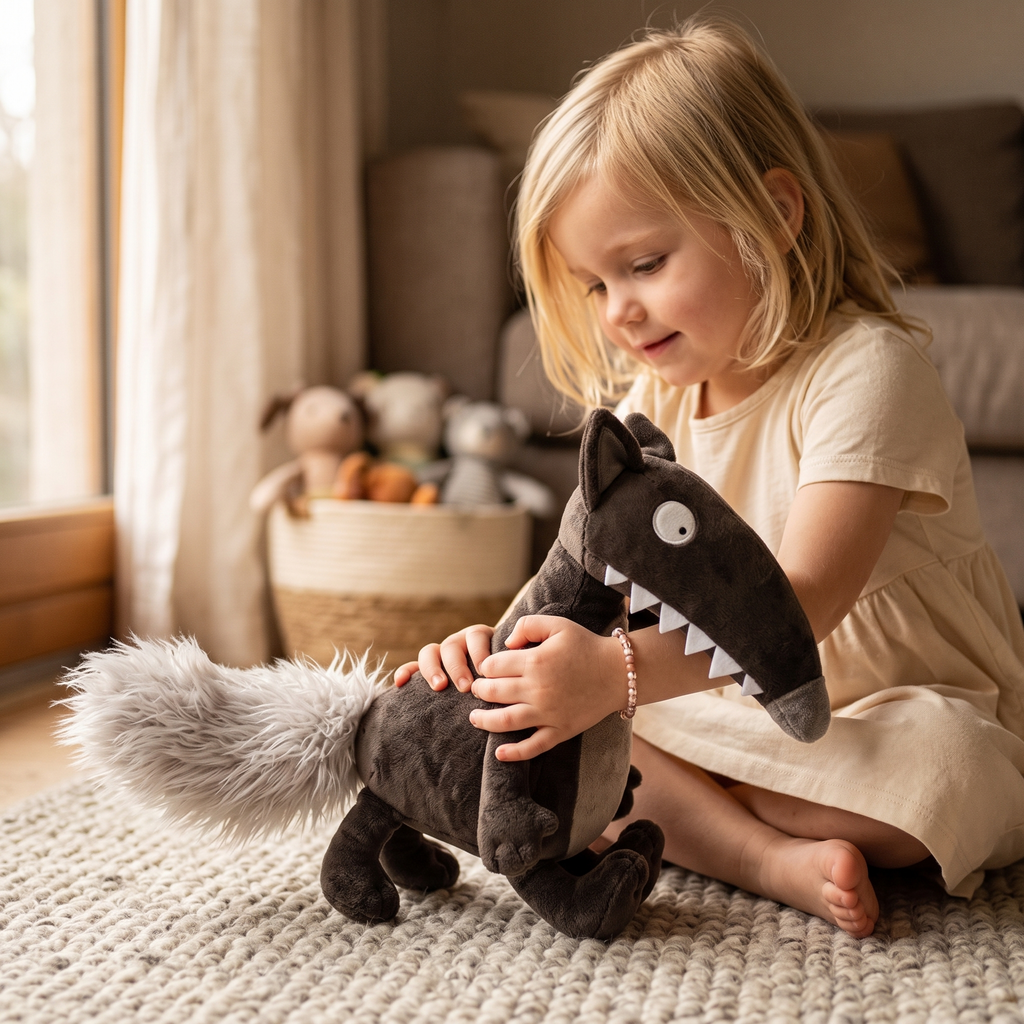Peluche Loup Dessin Animé à Grandes Dents
