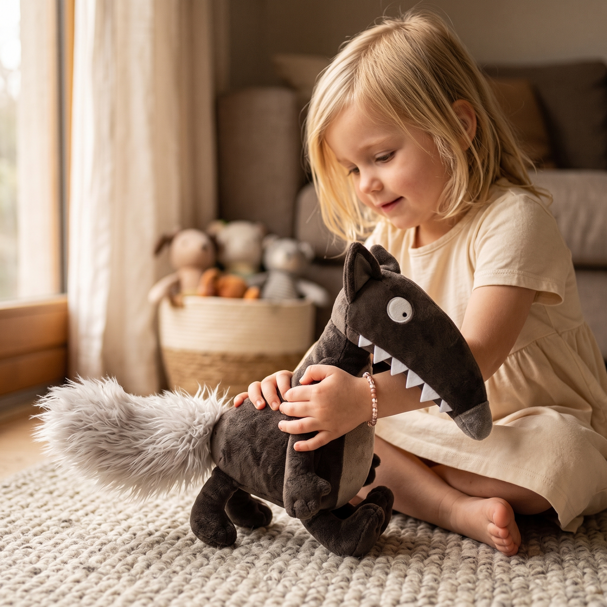 Peluche Loup Dessin Animé à Grandes Dents