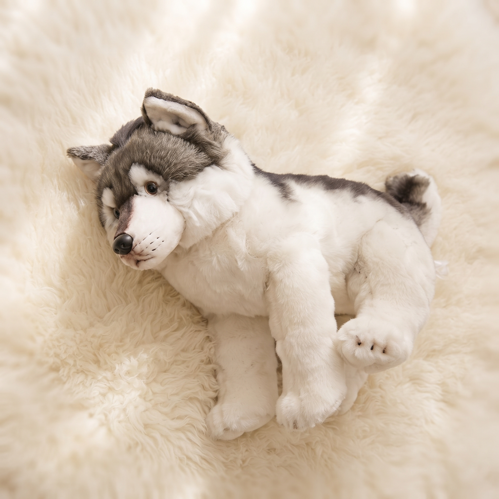 Peluche Loup Gris et Blanc 38 cm