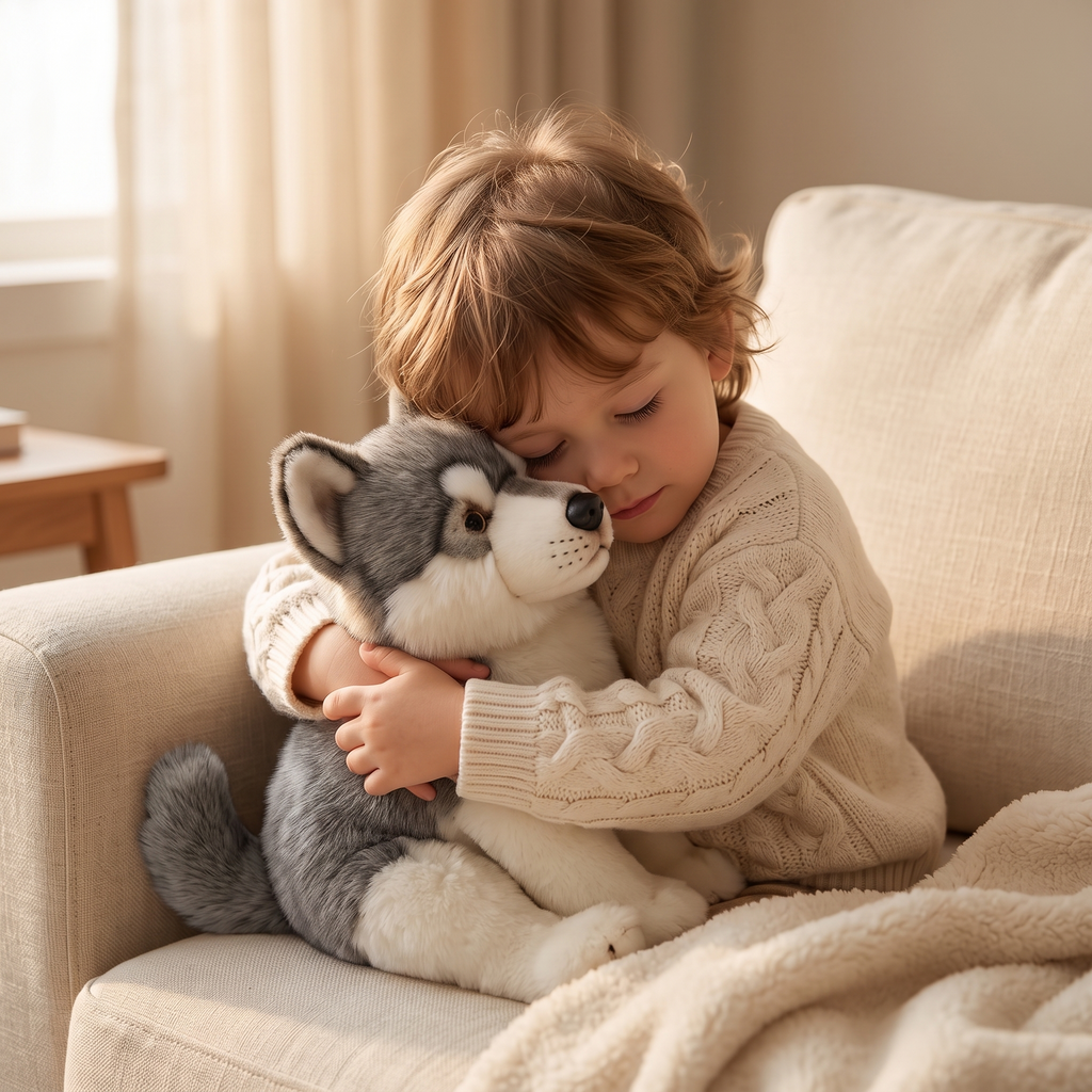 Peluche Loup Gris et Blanc 38 cm