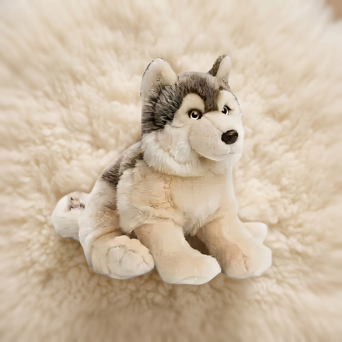 Peluche Loup Gris Réaliste 30cm