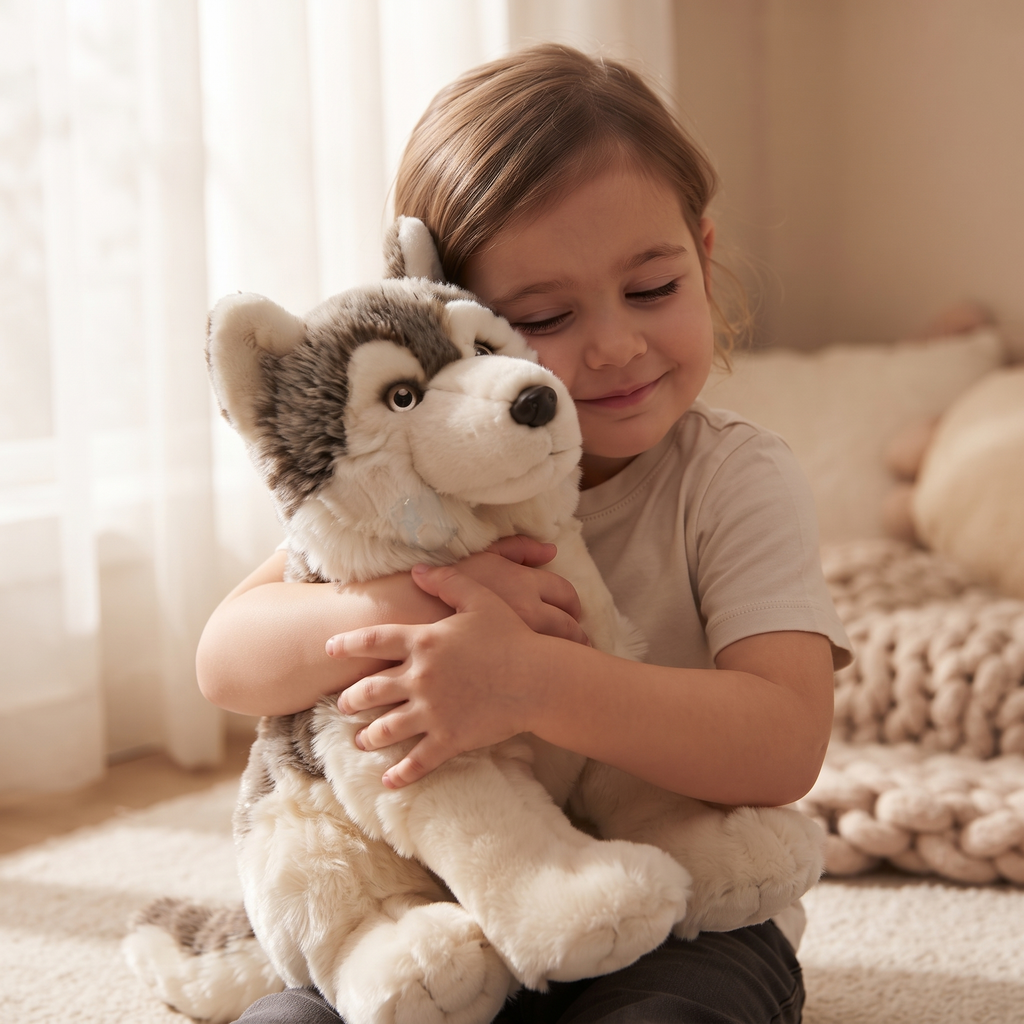 Peluche Loup Gris Réaliste 30cm