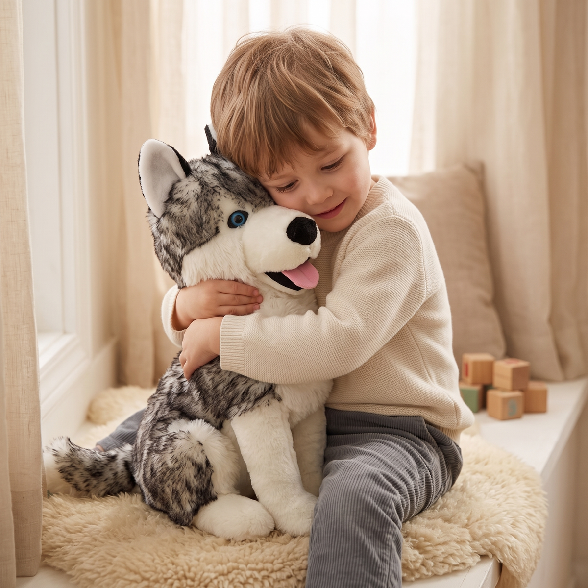 Peluche Loup Husky Gris 53cm