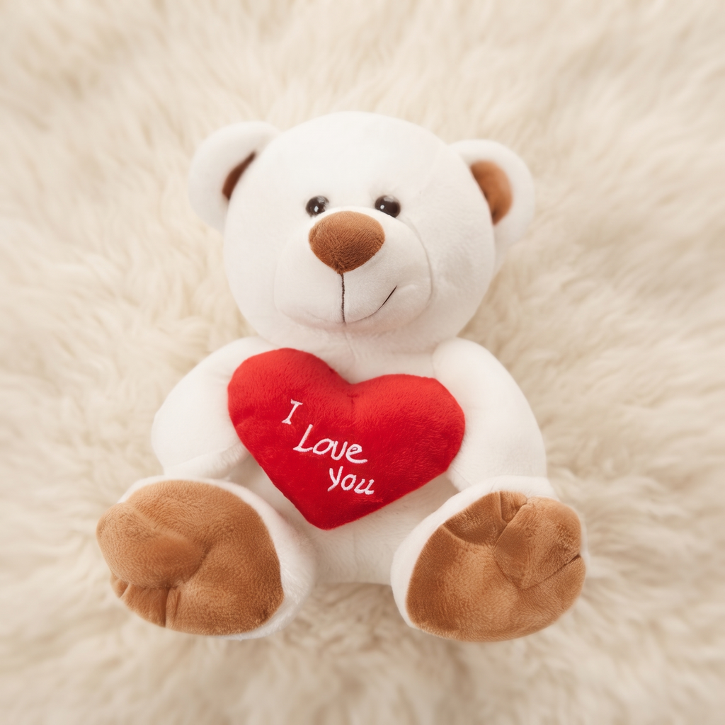 Peluche Ours Blanc Cœur I Love You 33cm