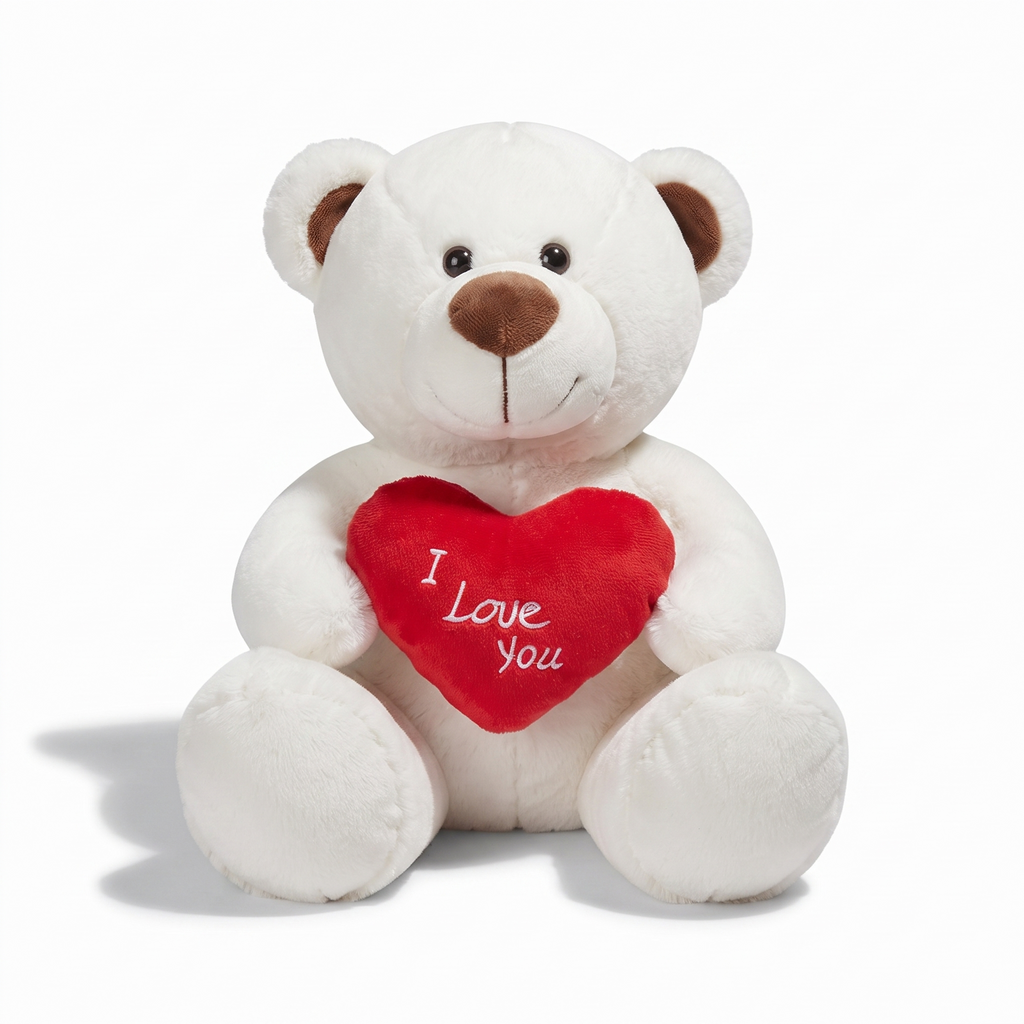 Peluche Ours Blanc Cœur I Love You 33cm