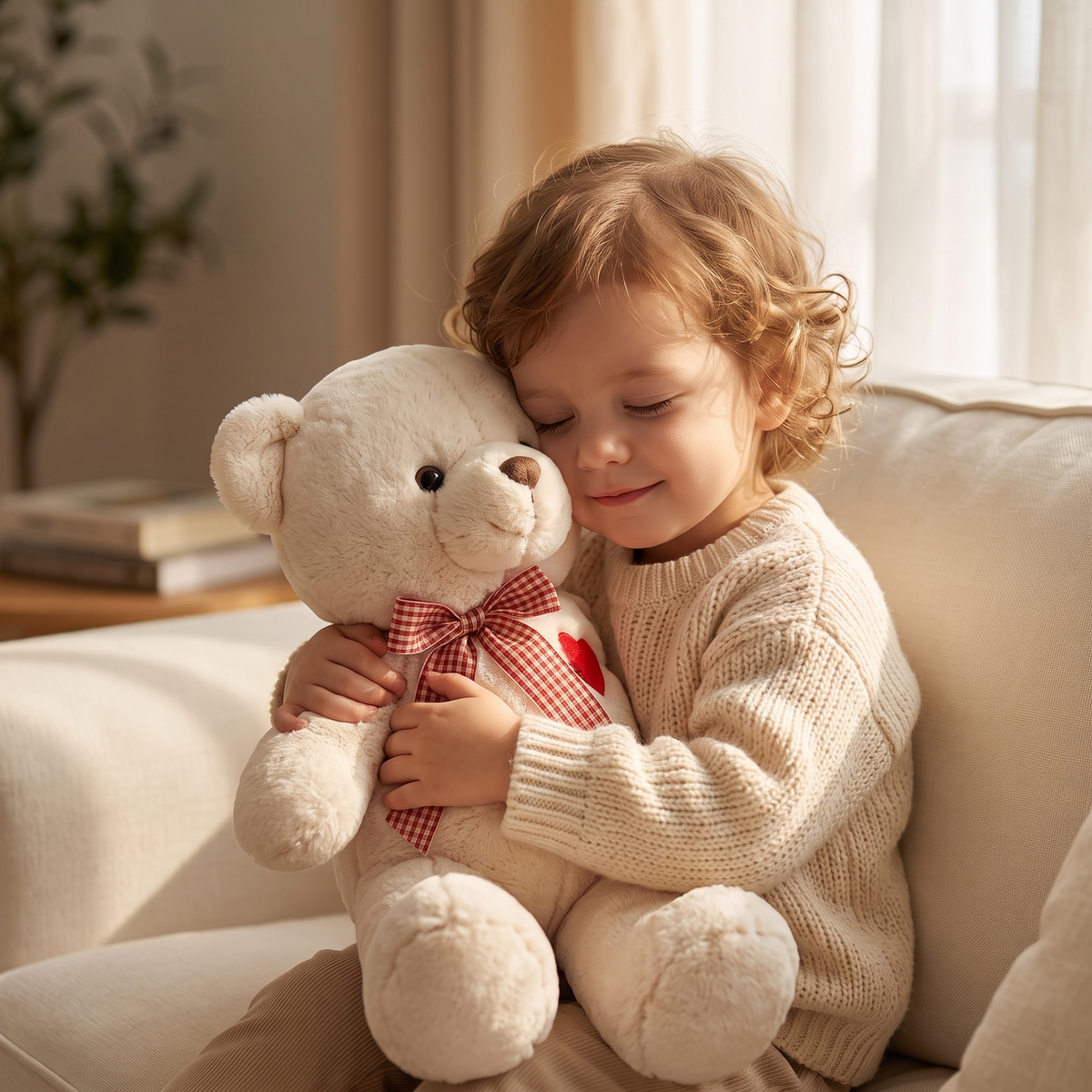 Peluche Ours Blanc Cœur Rouge