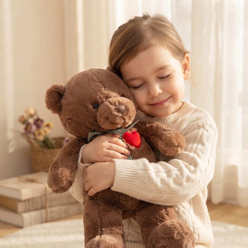 Peluche Ours Cœur Brun