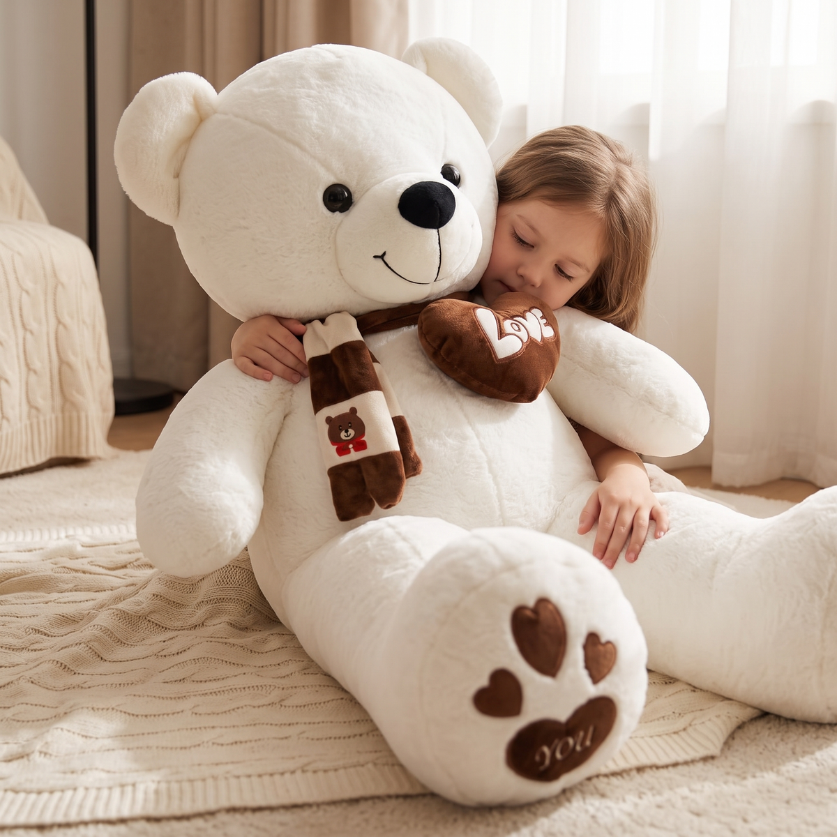 Peluche Ours Géant Blanc Cœur Love