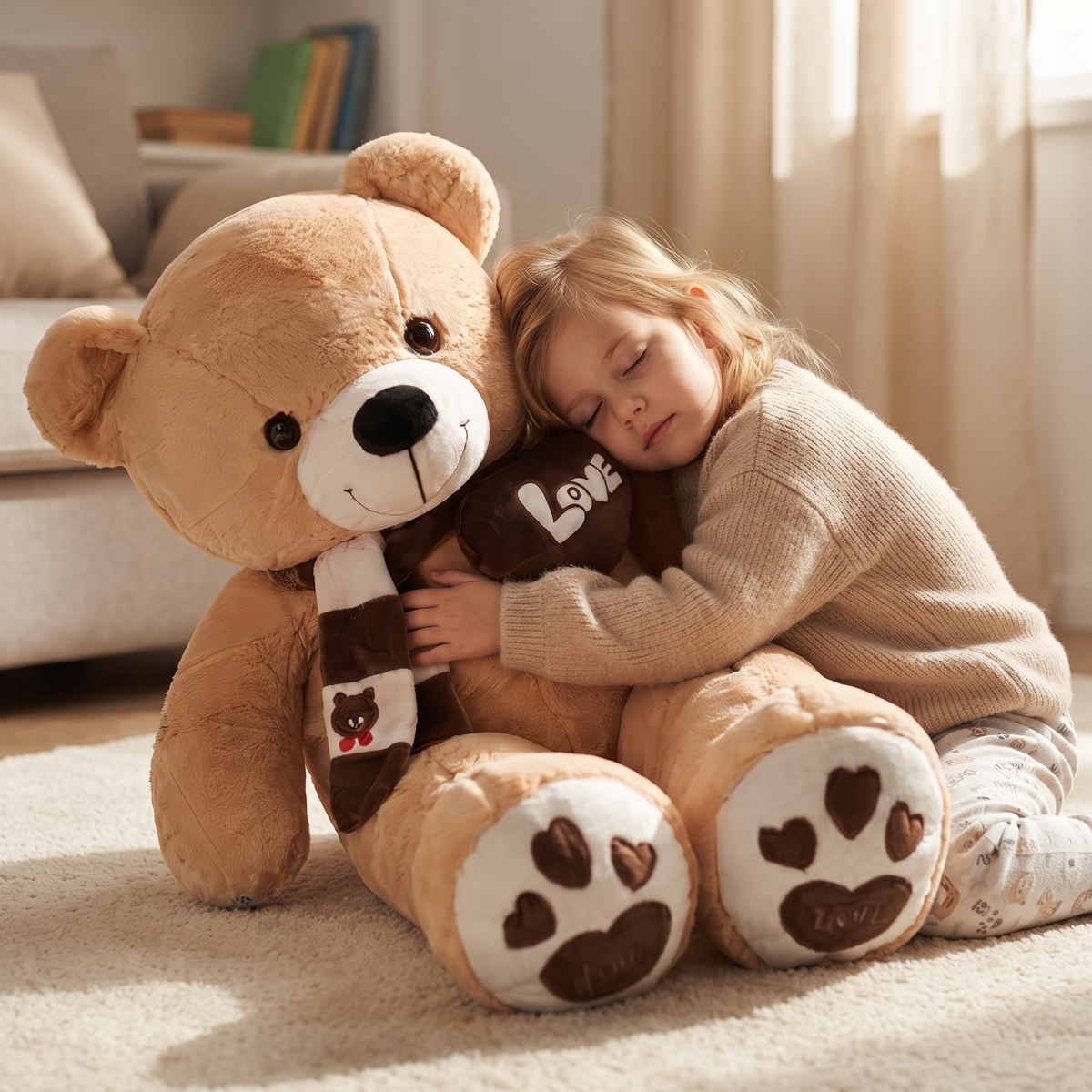 Peluche Ours Géante Beige Cœur Love