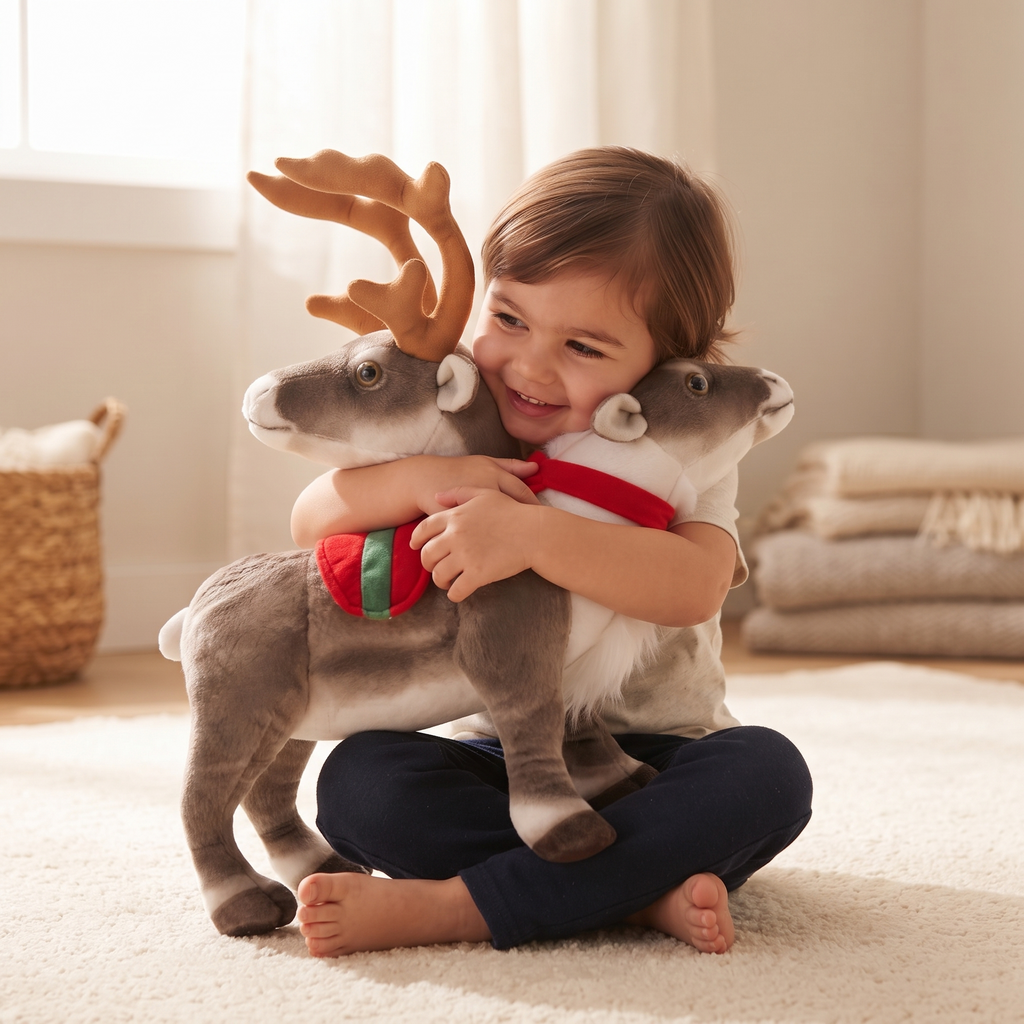 Peluche Renne de Noël à Écharpe Festive