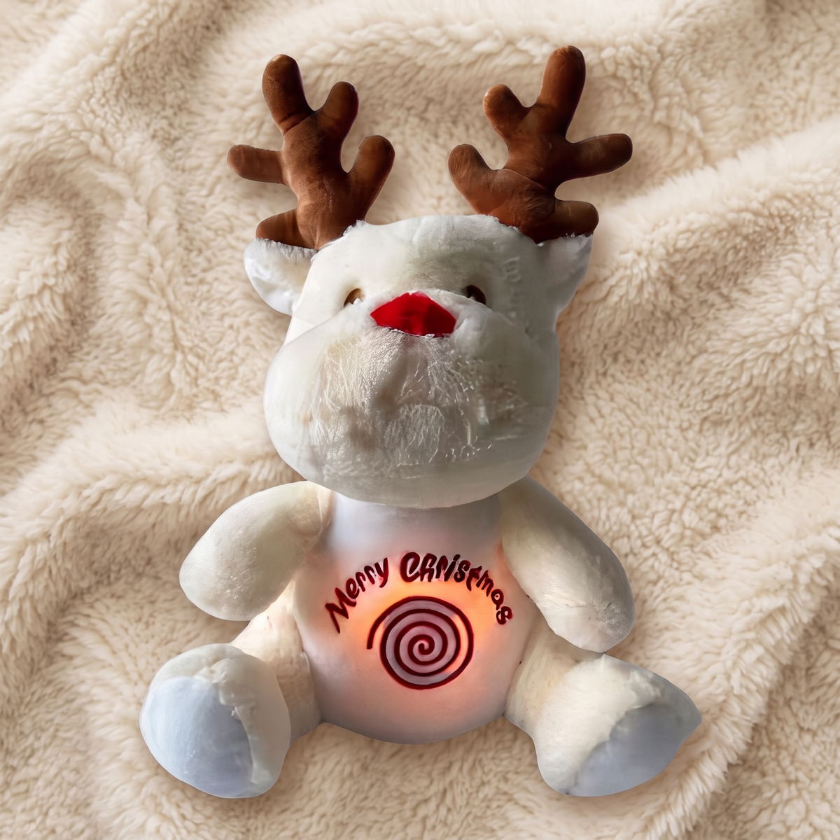 Peluche Renne qui Respire Noël Blanc ou Marron