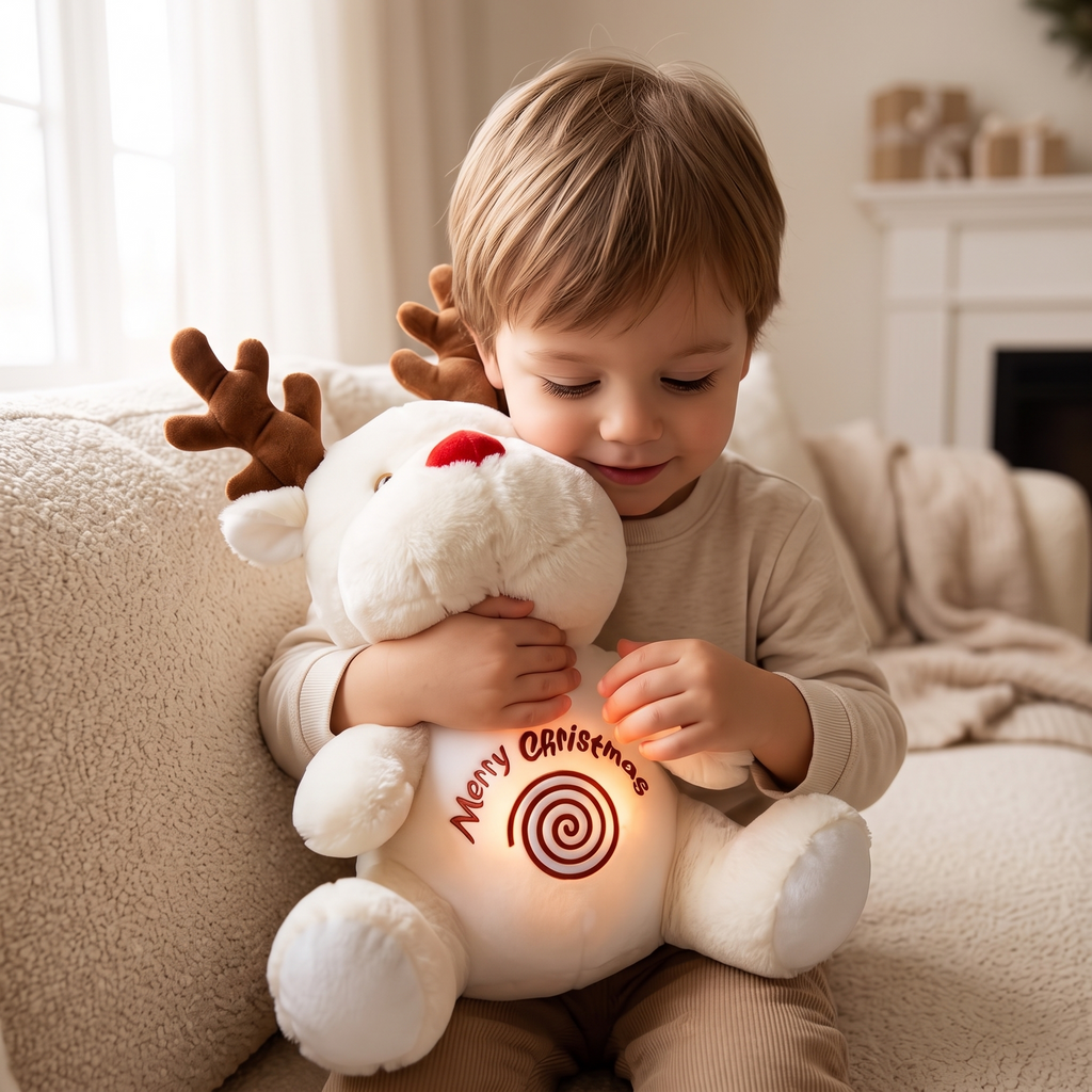 Peluche Renne qui Respire Noël Blanc ou Marron